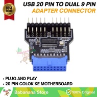 USB 20 PIN SPLITTER TO DUAL USB 9 PIN MOTHERBOARD HUB BRANCH CONNECTOR ADAPTER CONNECTOR