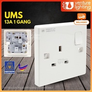 [1PC] UMS SP2913A 2913A 13A 1 Gang Switch Socket Outlet, Sirim Approved