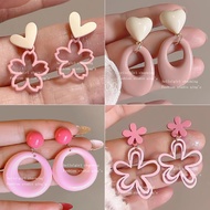 y2k y2k Accessories y2k Earrings Cute Pink Dopamine Female Summer Vacation Style Flower Love Tempera
