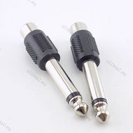 4pcs Audio Adapters RCA/AV Female Jack to 6.35mm 1/4 Inch Male Mono Connectors Plugs for DIY FM Micr