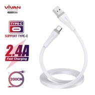 Vivan Sc200S Kabel Data Usb Type C 2M 200Cm Fast Charging Max 2.4A