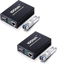 Fiber to Ethernet Media Converter, Gigabit Single Mode SFP LC Converter, 1000Base-LX to 10/100/1000M