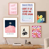Funky Pink Abstract Pop Art Poster No Frame Canvas Wall Art Painting Bedroom Living Room Home Decor