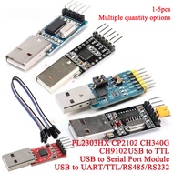 1-5Pcs CP2102 CH9102 PL2303HX CH340G Module USB to TTL Serial UART Converter STC Download Cable Brus