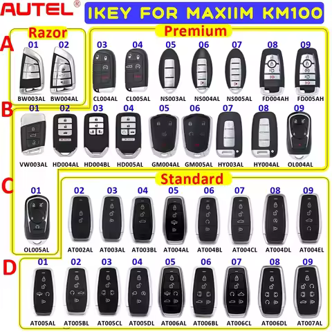 AUTEL IKEY BW003/4AL HD004/05BL NS004/05AL HY003/04AL AT003BL/04CL Universal Remote Smart Key for Ma