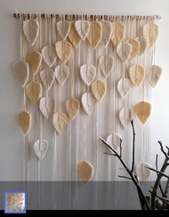 Hiasan dinding macrame daun leaf wall hanging