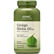 GNC Herbal Plus Ginkgo Biloba 60mg Supplement, Vegetarian, Supports Mental Sharpness, 300 Servings