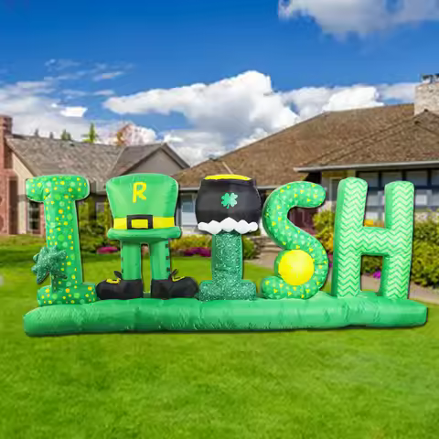 9 ft St. Patrick's Day Inflatable Outdoor Decorations Irish Day Signs Blow up Hat Decoration with Bu