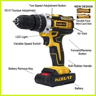 ♞KEELAT Cordless Drill portable Electric impact with hammer Drill Barena Rechargeable Power Tools S