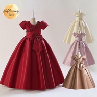 5y-11y Gaun Labuh Lengan Pendek Budak Kanak Kanak Perempuan