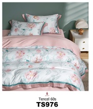 Bộ chăn ga 5 món tencel 60s hoa văn sang trọng Herena