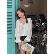 Hygge Hygge | Round neck shirt with puff sleeves - Alice Top