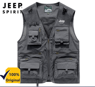JEEP SPIRIT กลางแจ้งเครื่องมือเสื้อกั๊กผู้ชายหลายกระเป๋าเสื้อกั๊กตกปลาคลอย Vest กีฬาฟังก์ชัน