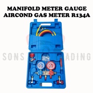 MANIFOLD GAUGE AIRCOND GAS METER SET R134A R404 R22 R12 | METER GAS AIRCOND KERETA