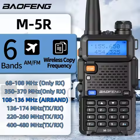 Baofeng UV 5RX Walkie Talkie Air Band Wireless Copy Frequency Two Way Radio Six Bands Long Range UV-