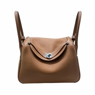 HERMES 愛馬仕 LINDY 26 TC皮 金棕色 銀釦 U刻