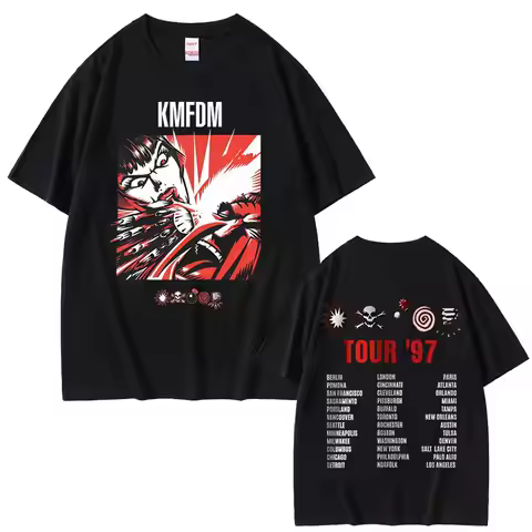 Rock Band Kmfdm Symbols Tour 97 Graphic Print T Shirt Men Women Vintage Gothic Punk Streetwear Men's