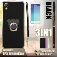 3 In 1 For OPPO A37 A37F/A37fw/A37m Straight Edge Electroplated Case with Tempered Ceramic Screen Pr