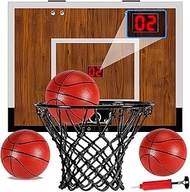 Indoor Mini Basketball Hoop Set – Over The Door with Wood Backboard & Iron Rim – Includes 2 Balls & 