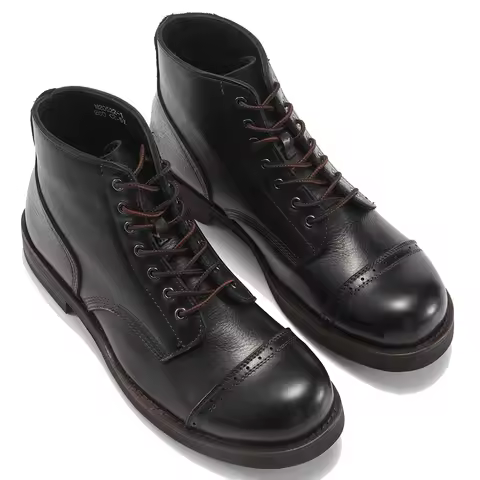 Precision Stitch Boots Men Vegetable Tanned Leather Horseriding Shoes Combat Ourdoor Driving Boots