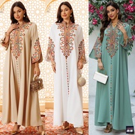 【現貨】Ramadan Muslim Women's Embroidered Loose abaya Dresses For Women Gala Morocco Dubai Elegant Casu