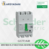 G12T3A40 - GoPact MCCB 125, 3 polish, 10kA at 415VAC, 40A rating, TMD trip unit, adjustable - Schnei