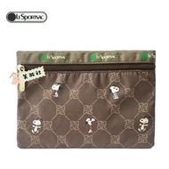【LeSportsac】拉鏈收納包：Snoopy-咖啡色 (058)