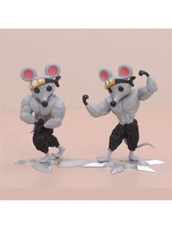 Figura de ratón musculoso de Uzui Tengen de 8cm modelo divertido de anime, adornos de regalos en paquete de 2 piezas