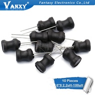 10pcs Unshielded Wirewound DIP power Inductor 0608(6*8mm) 2.2uH 3.3uH 4.7uH 10uH 22uH 33uH 47uH 68uH