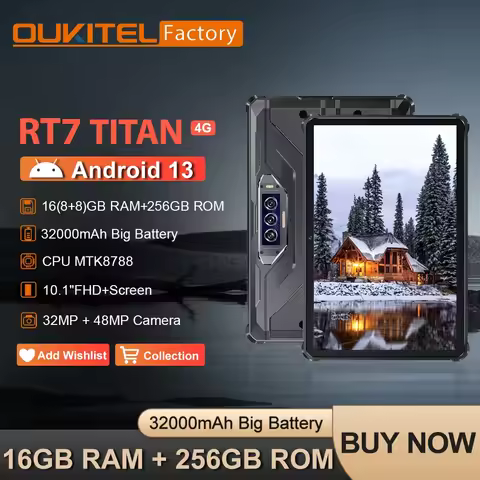 Oukitel [RT7 TITAN] 4G Rugged Tablet 10.1" FHD+ Display Tablet 8GB+256GB 32000mAh Battery 32MP+48MP 