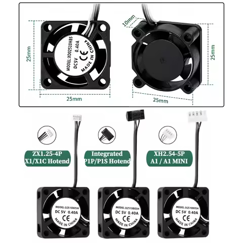 2510 Fan for Bambu Lab X1/P1 A1 Hotend Cooling Fan with Cable Rapid Cooling Fan for Bambu X1C P1S P1