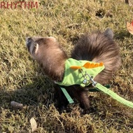 RHYTHM Pet Harness Leash, Adjustable Dragon Design Ferret Vest Harness, Soft Flannel with Bell Carto