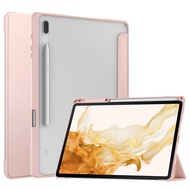 เคสฝาพับ หลังใส ซัมซุง แท็ป เอส8พลัส  Case Acrylic 3-Folding Smart Leather Tablet For Samsung Galaxy Tab S7+ / S7 FE / S8+ (12.4)