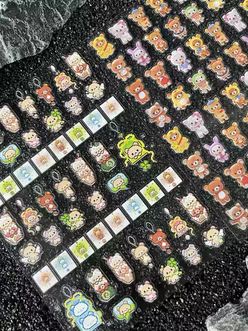 Pvc Y2k Rilakkuma Waterproofing Kawai Animals Nail Stickers Decoration DIY Cute Cartoon Adhesive Sli