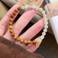 庫克搭上和田玉單圈福字手鏈文玩手串