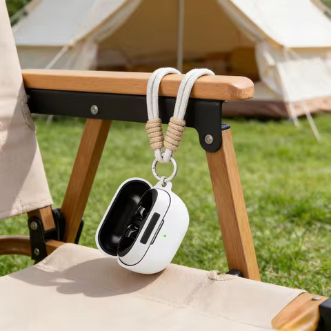 Suitable for SoundPEATS Air5 PRO/Air5 PRO Plus Solid Color Bluetooth Headphone Case with Lanyard