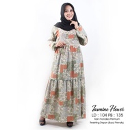 Gamis Maxy Dress Jasmine Flower Baju Muslim Rempel Susun Simple BUSUI