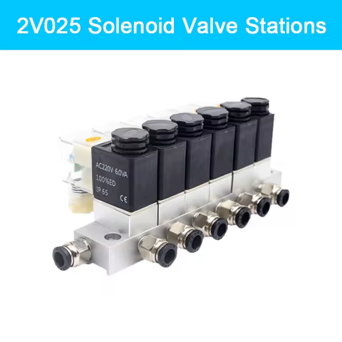 2V025-06 Multi-way Combination Type Solenoid Valve Stations Normally ClosedPneumatic Electric Valve
