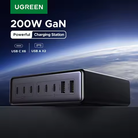 【US Plug】UGREEN 200W/100W/65W GaN Charger Desktop Laptop Fast Charger For iPhone 17 16 15 Pro Max Ma
