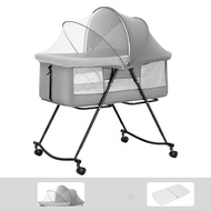 Folding Crib for Baby Foldable crib removable cradle bed baby bed anti-rollover stitching large bed