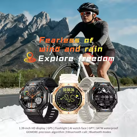 KC19 Smart Watches GPS Bluetooth Call 1.39 Inch Long Standby Outdoor Camping Sports Fitness Tracker 