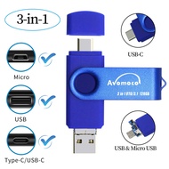 3.1 128GB 3 in1 High Speed Photo Backup Flash Drive for Android Phones wtih Type C/Micro Port&Tablet