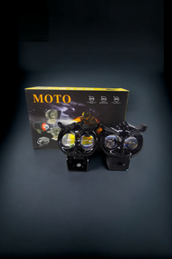 Shining Owl Mini Driving Light Motorcycle Dsk Mdl LED High Low Beam Dual Color 6000K White Yellow Su