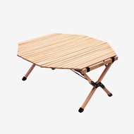 [BROOKLYN WORKS] Octagonal Wood Roll Table Emotional Camping Roll Top