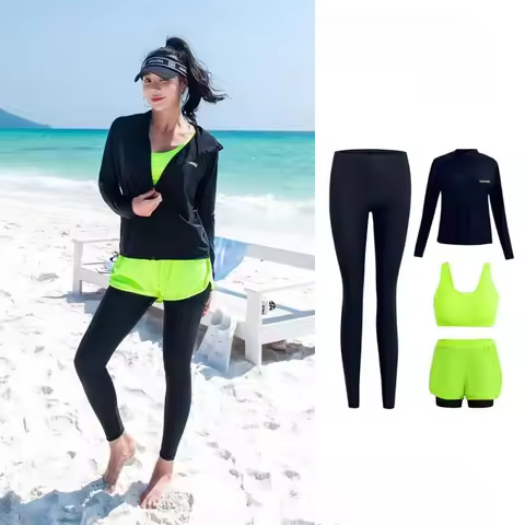 Women's 4pcs/set Rash Guard- Full Body UV Protection Snorkeling Surfing Swim Suit Bodysuit Athletic 