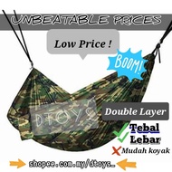 HAMMOCK GANTUNG  LORENG ASKAR  DOUBLE LAYER LEBAR + TEBAL  + FREE TALI