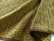 Celine 古董絲巾 Monogram 綠棕色 22.5 x 22 英吋