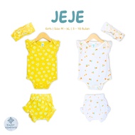 GK 3-15 MONTHS BABY SET JEJE BABY ROMPER INCLUDING HEADBAND by LITTLE KODA (3 IN 1 SET) (SNI) VERSIO