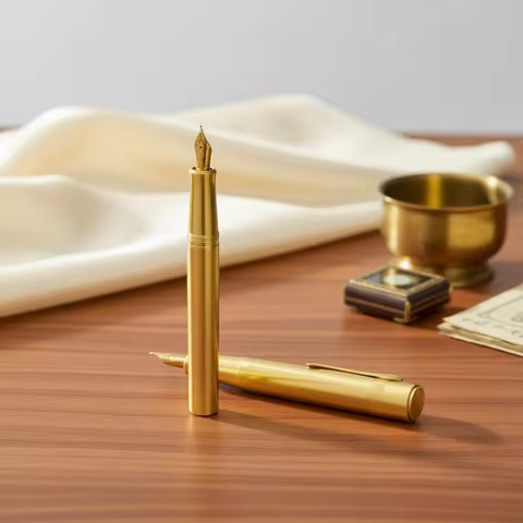 Hongdian M2 Brass Fountain Pen EF/F/M/Long Knife Nib Short Pocket Portable Writing Pen with Converte