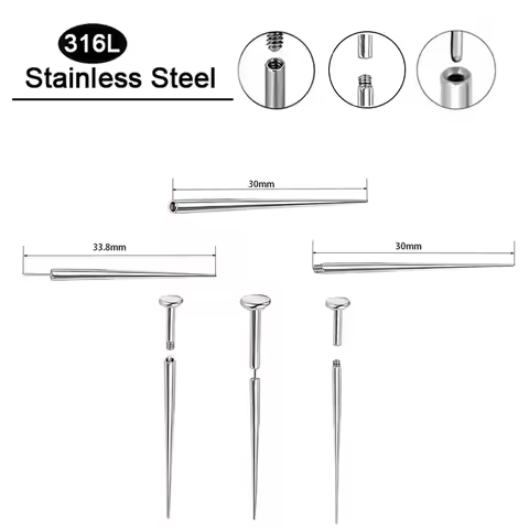 1/10/50PCS 316L Stainless Stee Piercing Tools Thread and Threadless Thrusting Needle Guide Tools For